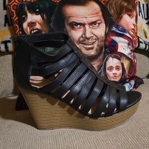 Report Black Strappy Wedge Sandals